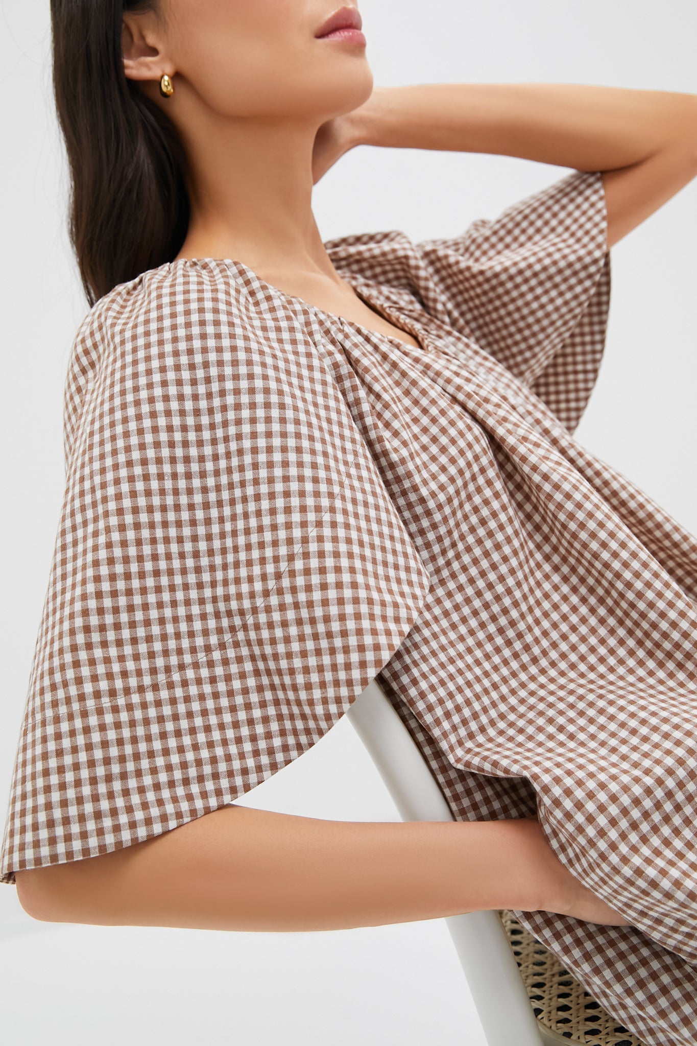 Mocha Cotton Gingham Finn Dress