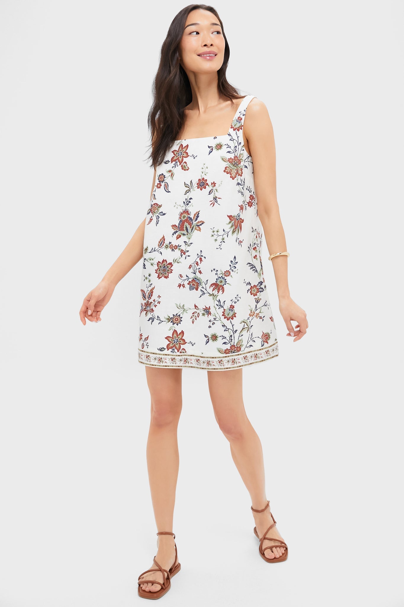 Terracotta Chintz Cotton Linen Cassie Dress