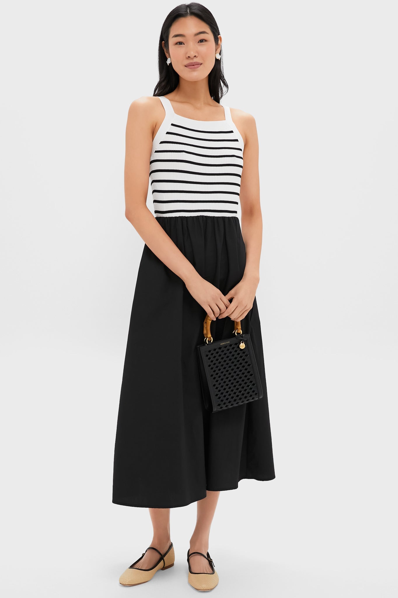 Black Striped Midi Dress