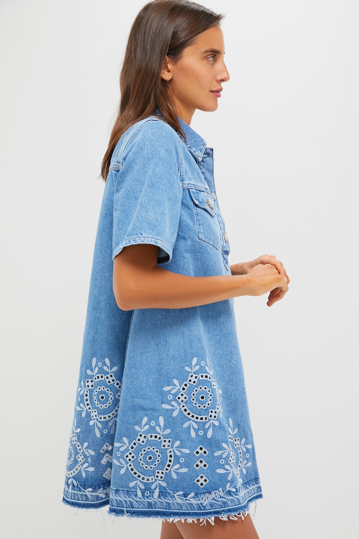 Light Blue Stone Broderie Anglaise Dress