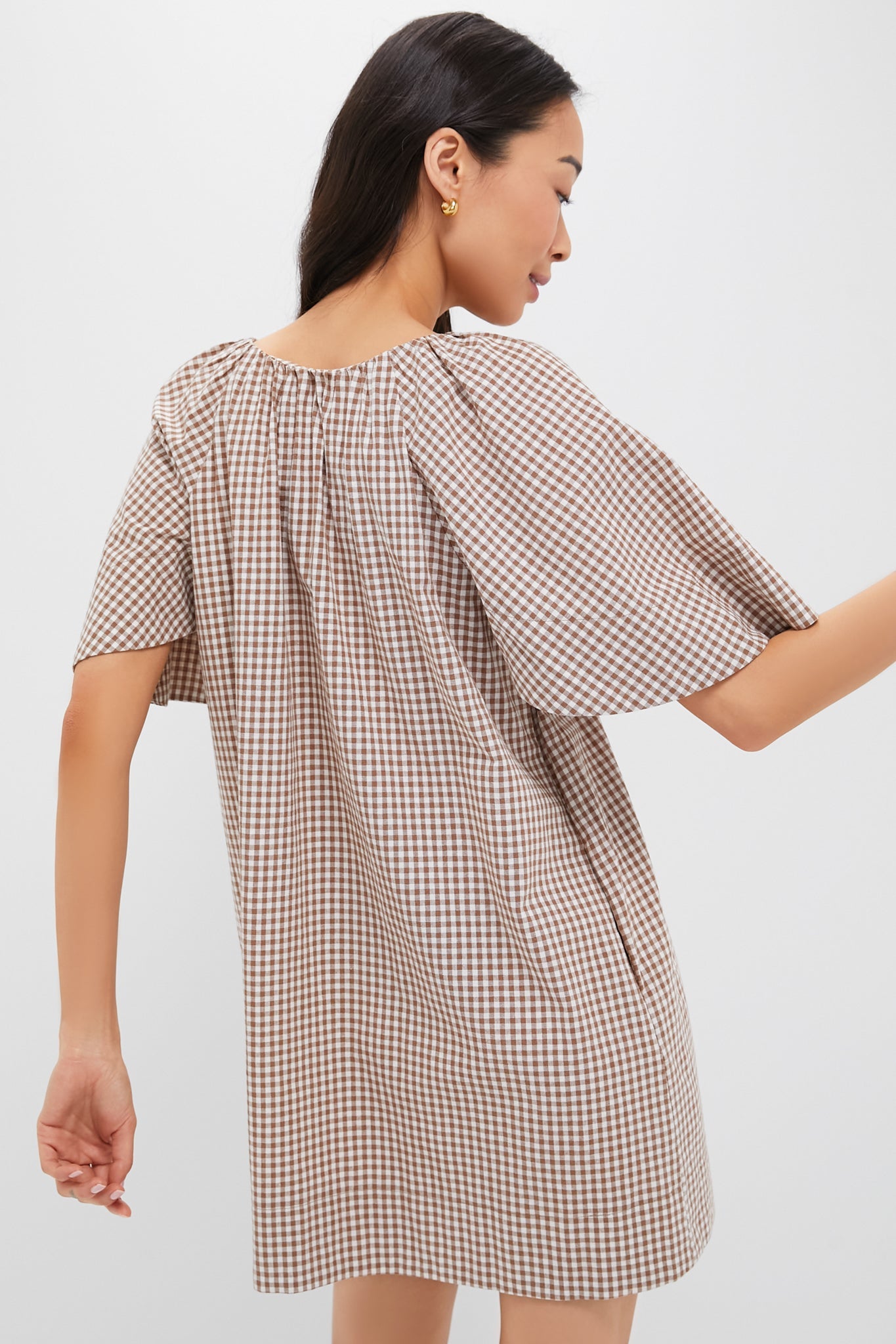 Mocha Cotton Gingham Finn Dress