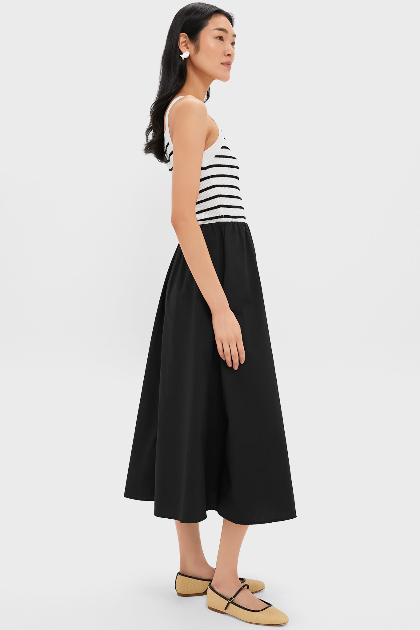 Black Striped Midi Dress