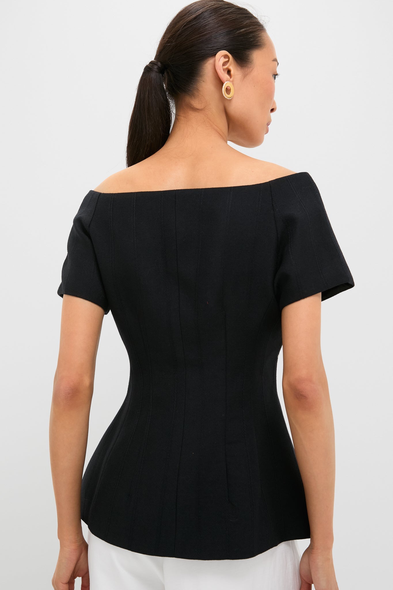 Black Hashiro Stripe Wool Top