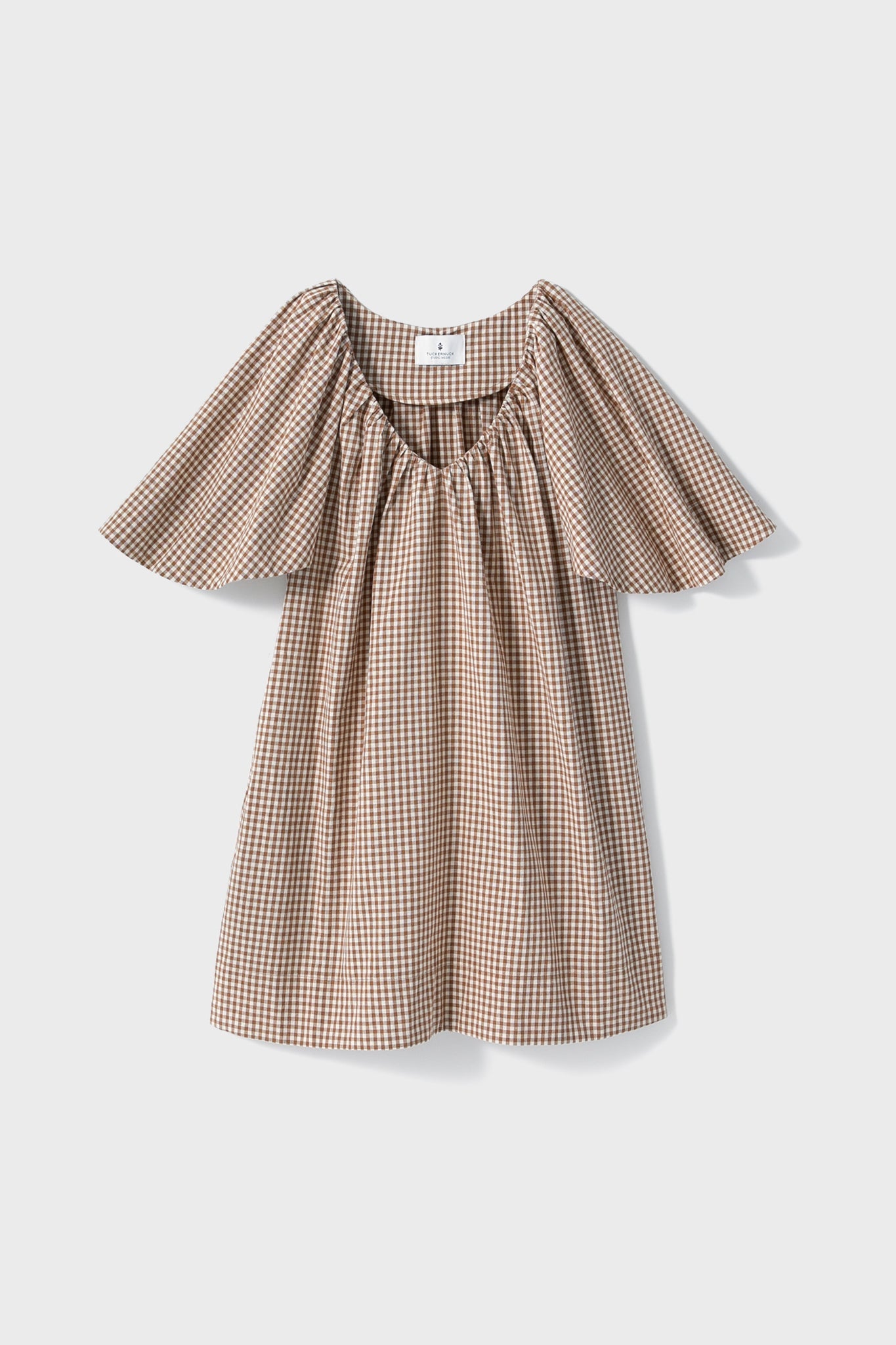Mocha Cotton Gingham Finn Dress