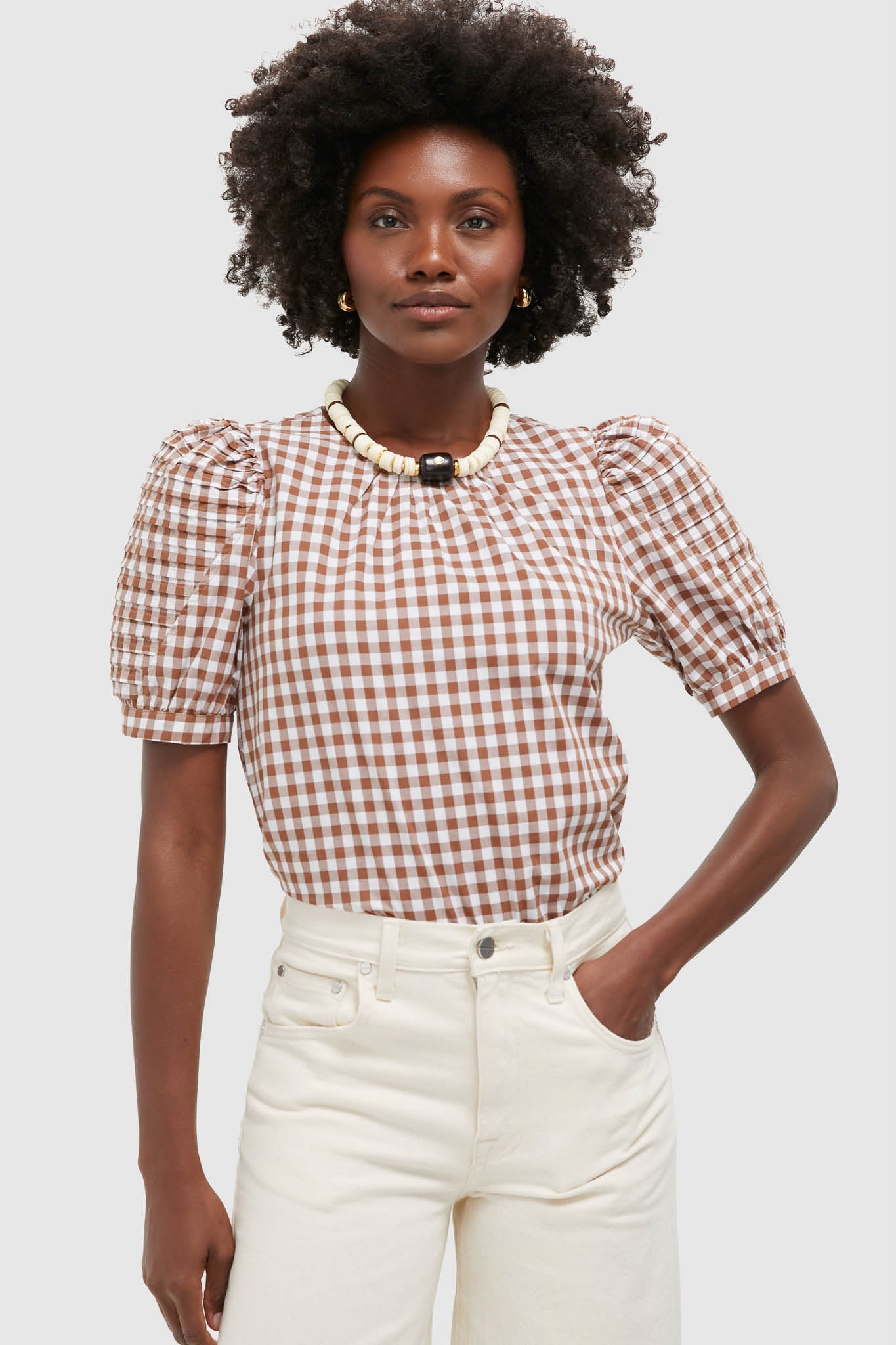 Brown Gingham Haven Blouse